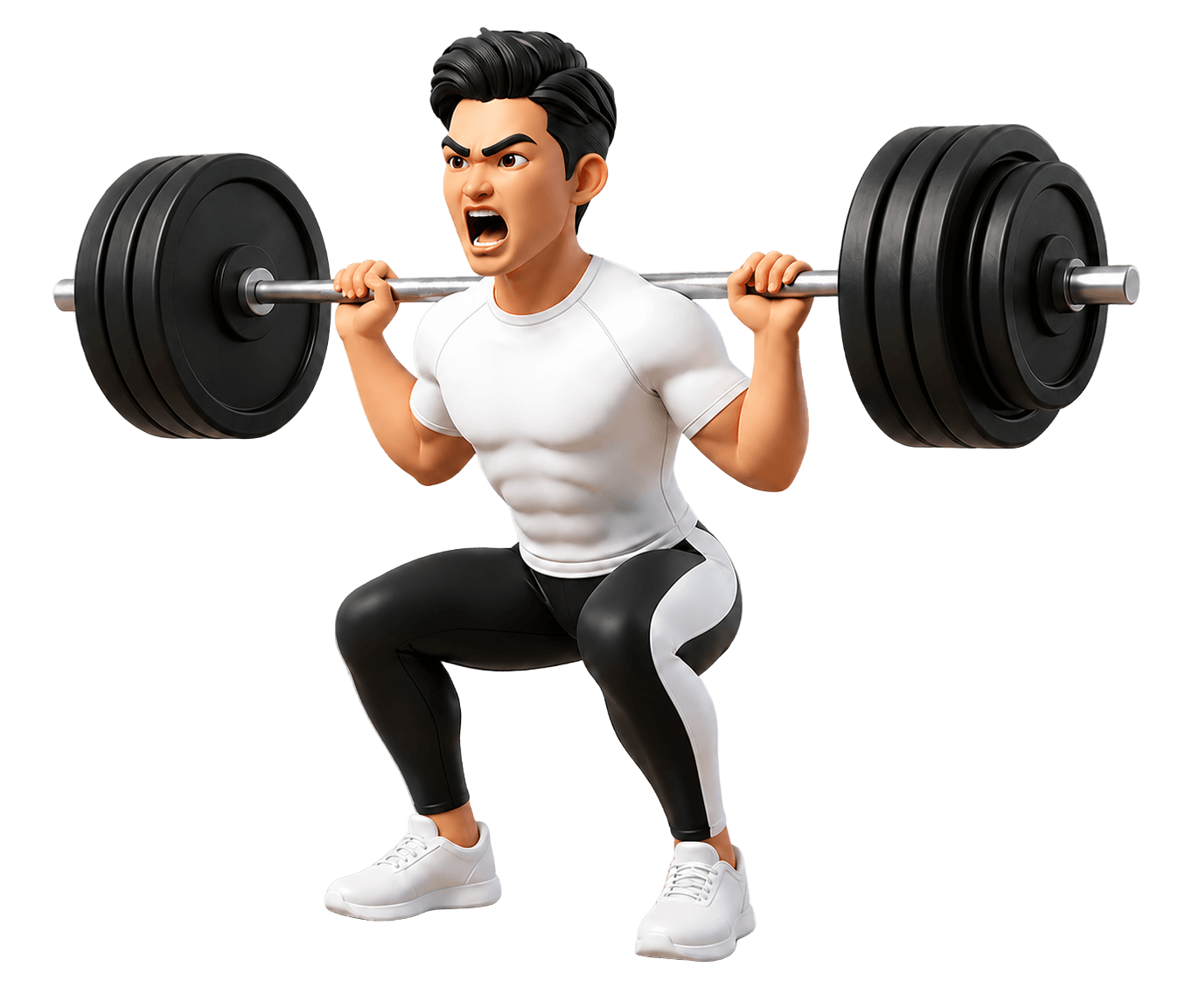 Athlete squatting while logging with voice