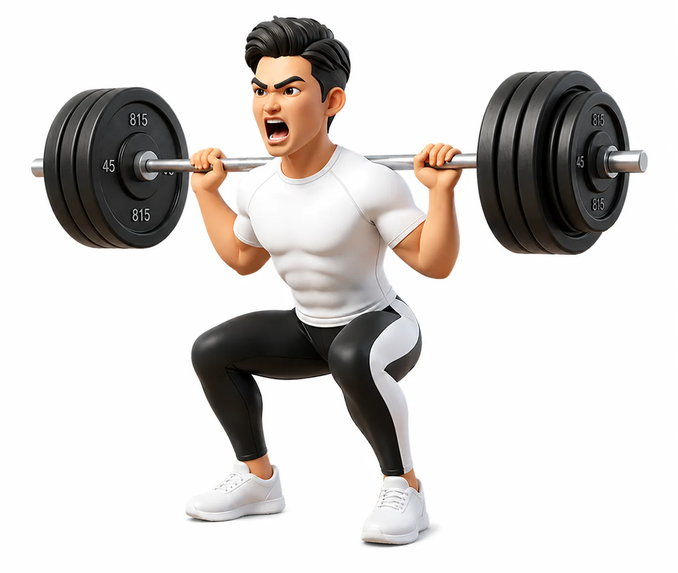 Athlete squatting while logging with voice